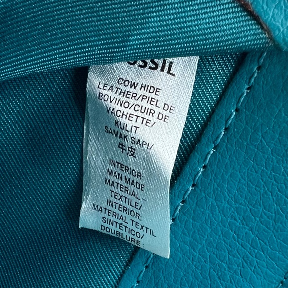 Fossil RFID Mini Multifunction in Peacock Genuine Cow Hide Leather Double Zip - Picture 8 of 11